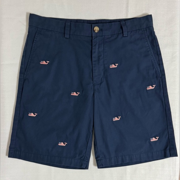 VINEYARD VINES Breaker Shorts Embroidered Flag Whales Mens Size 32 Navy Blue - Picture 11 of 12